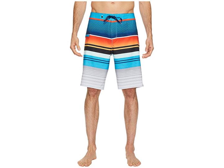 Quiksilver Everyday Stripe Vee 21 Boardshorts (cherry Tomatoe) Men's Swimwear