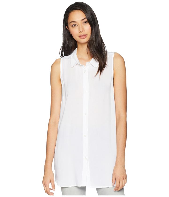 Bcbgeneration Back Lace-up Button Down Tank (optic White) Women's Sleeveless