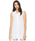 Bcbgeneration Back Lace-up Button Down Tank (optic White) Women's Sleeveless