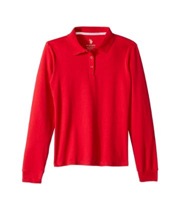 U.s. Polo Assn. Kids Long Sleeve Polo (big Kids) (red) Girl's Clothing