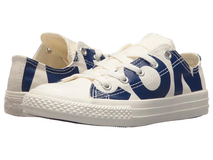 Converse Kids Chuck Taylor All Star Wordmark Ox (little Kid) (natural/blue/egret) Kids Shoes