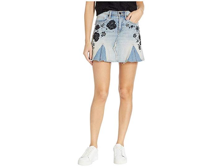 Juicy Couture Denim Emb. Secret Garden Skirt (presley Wash/light In) Women's Skirt