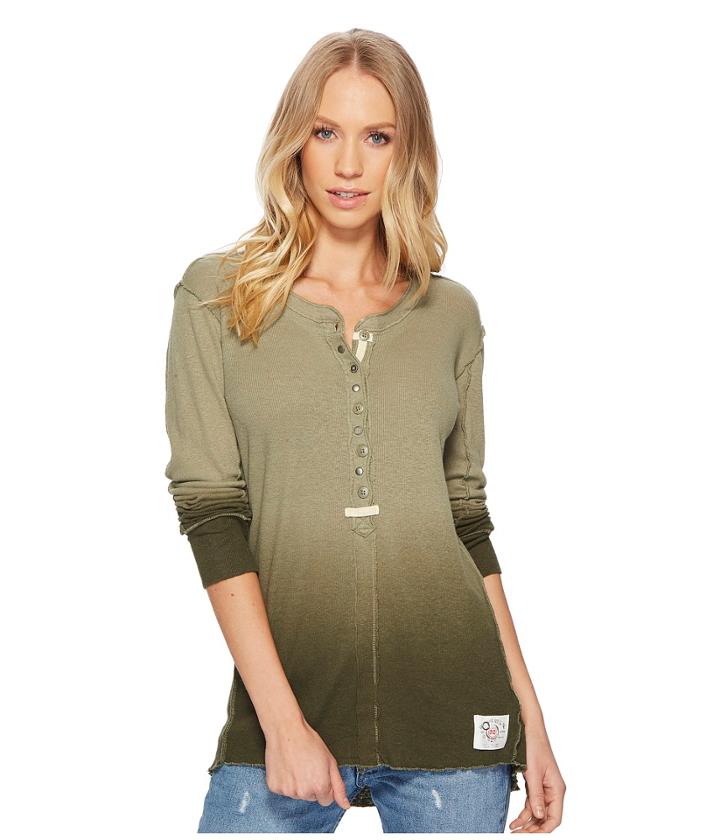 Free People Cozy Up Henley (moss) Women's T Shirt