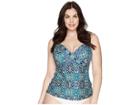 La Blanca Plus Size Tuvalu Underwire Wrap Over The Shoulder Tankini Top (blue) Women's Swimwear