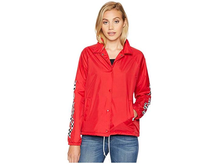 Vans Checker Flame Thanks Coach Jacket (racing Red) Women's Coat