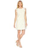 Tahari By Asl Ruffle Sleeve Novelty Sheath Dress (white/lemon) Women's Dress