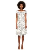 Zac Posen Feather Print Crepe Short Sleeve Dress (ivory/coral) Women's Dress