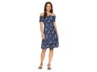 Michael Michael Kors Smocked Off Shoulder Dress (true Navy/light Chambray) Women's Dress