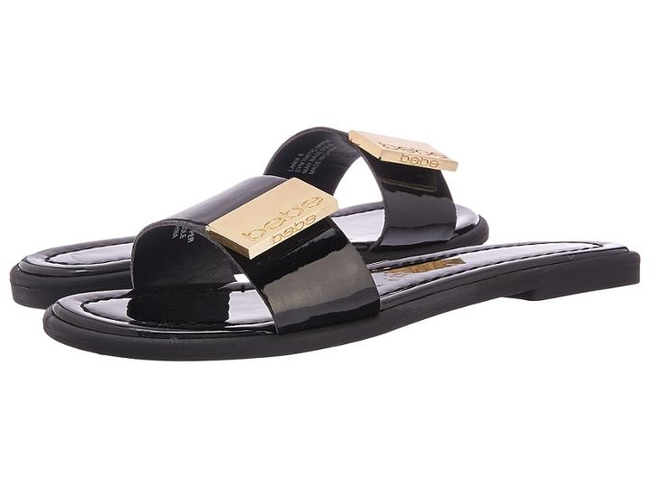 Bebe Lania (black Patent) Women's Slide Shoes