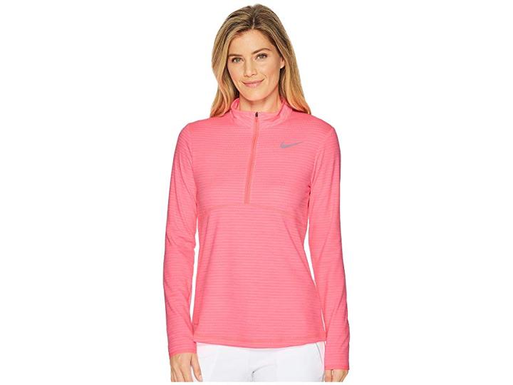 Nike Golf Dry Top 1/2 Zip Left Chest (sunset Pulse/flat Silver) Women's Clothing