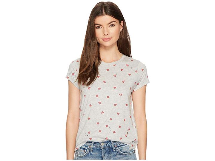 Lucky Brand All Over Hearts Tee (heather Grey) Women's T Shirt
