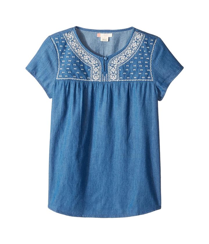 Roxy Kids Summer Feels Top (big Kids) (light Medium Blue) Girl's Blouse