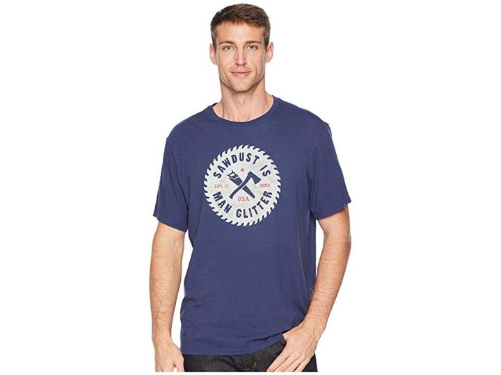 Life Is Good Sawdust Is Man Glitter Smooth Tee (darkest Blue) Men's T Shirt