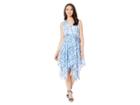 Nine West Faux Wrap Dress W/ Sash Handkerchief Hem (admiral Multi) Women's Dress