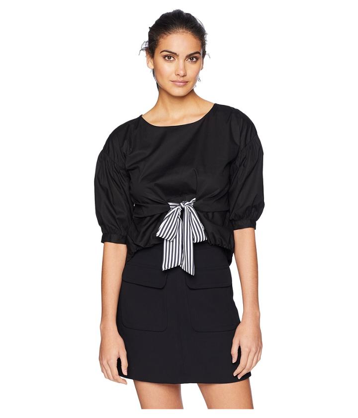 Romeo & Juliet Couture Tie Up Front Shirt (black) Women's T Shirt