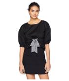 Romeo & Juliet Couture Tie Up Front Shirt (black) Women's T Shirt