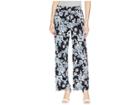 Vince Camuto Woodblock Floral Wide Leg Pull-on Pants (rich Black) Women's Casual Pants