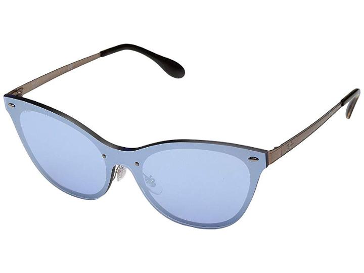 Ray-ban Blaze Cat Eye Rb3580n 43mm (brushed Copper/dark Blue Silver Mirror) Fashion Sunglasses