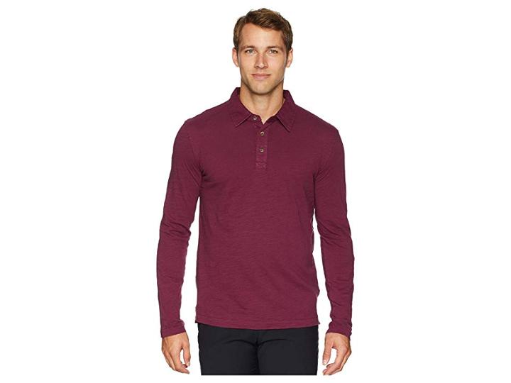 Mod-o-doc Salt Point Long Sleeve Slub Jersey Polo (mulberry) Men's Long Sleeve Pullover