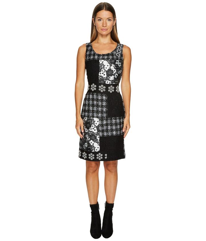 Boutique Moschino Patchwork Tweed Dress (black/white) Women's Dress