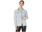 Juicy Couture Stripe Embroidery Collar Denim Jacket (ventura Wash) Women's Clothing