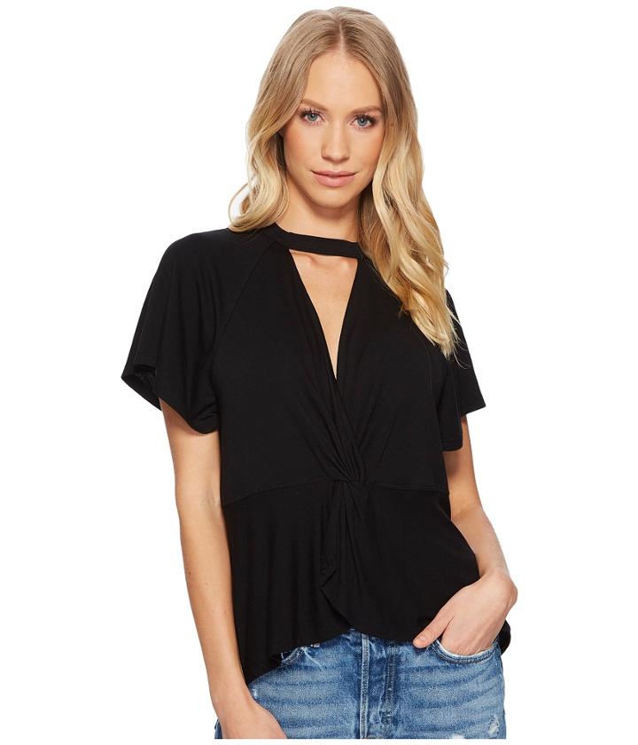 Free People Just A Twist Tee (black) Women's T Shirt