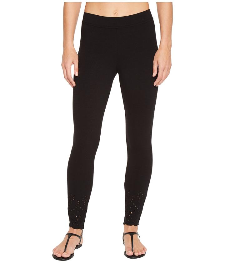 Hue Eyelet Hem Cotton Skimmer (black) Women's Casual Pants