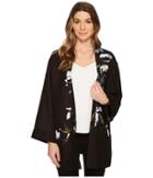 Vince Camuto Ink Portrait Print Kimono Blouse (rich Black) Women's Blouse