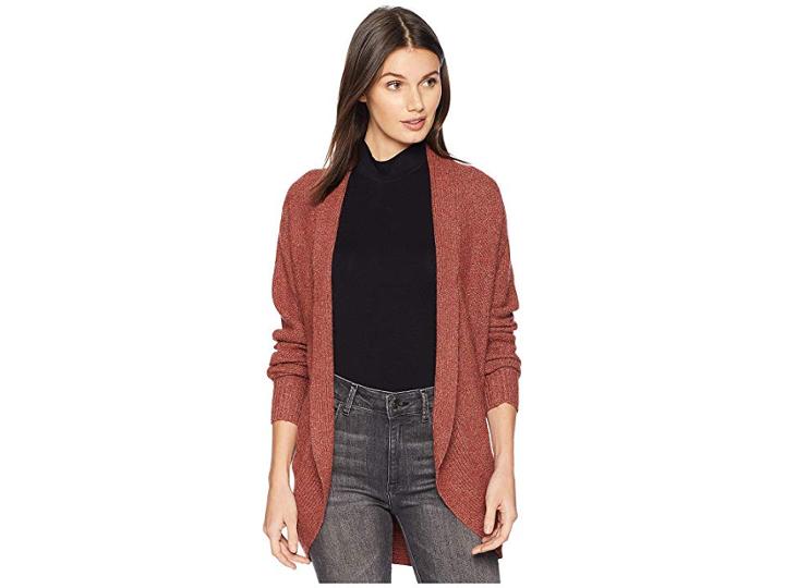 Pink Rose Dolman Long Sleeve Open Cardigan (rust) Women's Sweater