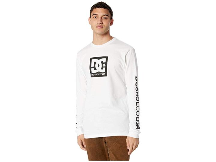 Dc Square Star Long Sleeve Tee (white) Men's T Shirt
