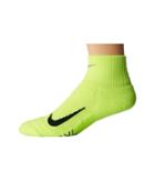 Nike Elite Cushion Quarter Running Socks (volt/black) Quarter Length Socks Shoes