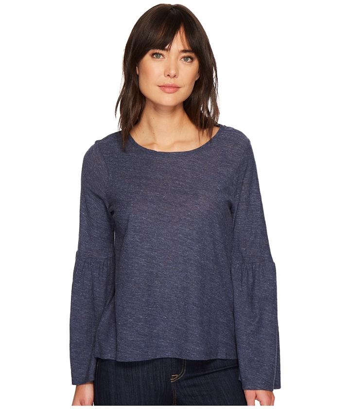 Two By Vince Camuto Bell Sleeve Cotton Modal Slub Top (indigo Night Heather) Women's Clothing