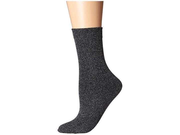 Wolford Joan Socks (black Lurex) Women's Crew Cut Socks Shoes