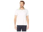 Calvin Klein Short Sleeve Contrast Striped Collar Three-button Polo (white Combo) Men's Clothing
