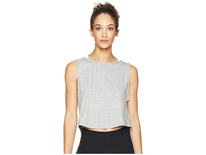 Adidas Sport Id Tank Top (medium Grey Heather/white) Women's Sleeveless