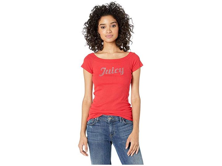 Juicy Couture Juicy Off The Shoulder Tee (true Red) Women's T Shirt