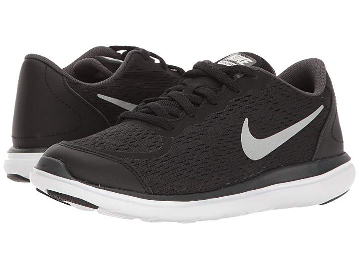 Nike Kids Flex Rn 2017 (little Kid) (black/metallic Silver/anthracite/white) Boys Shoes