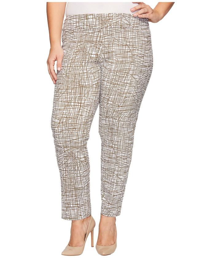 Krazy Larry Plus Size Pull-on Ankle Pants (taupe/white Spiderweb) Women's Dress Pants
