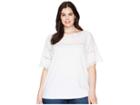 Lauren Ralph Lauren Plus Size Eyelet Cotton-blend T-shirt (soft White) Women's Clothing