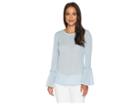 Michael Michael Kors Solid Ruffle Sleeve Top (light Chambray) Women's Clothing