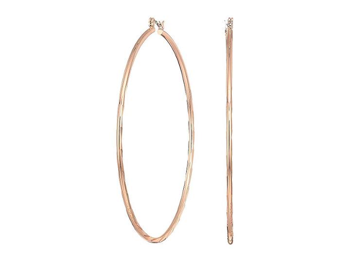 Guess Extra Large Twist Bottom Hoop Earrings (rose Gold) Earring