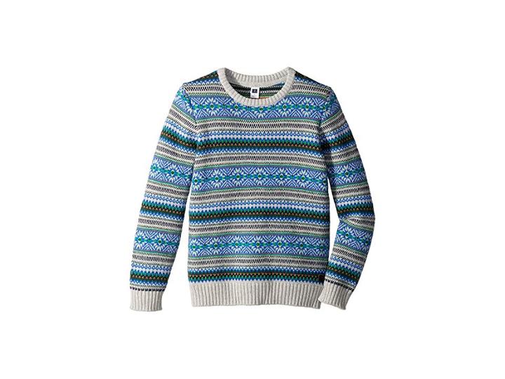 Janie And Jack Fair Isle Crew Neck Sweater (toddler/little Kids/big Kids) (green/gray) Boy's Sweater