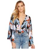 Free People Thats A Wrap Top Printed (black Combo) Women's Clothing