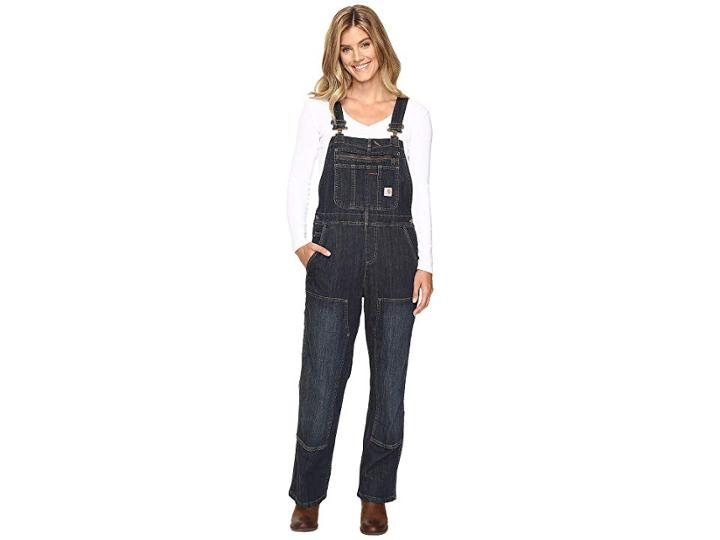 Carhartt Brewster Double Front Bib Overalls (timeworn Indigo) Women's Overalls One Piece