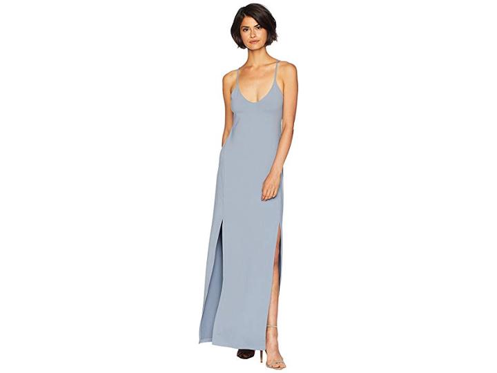 Susana Monaco Low V-neck With Slit Dress (storm Cloud) Women's Dress