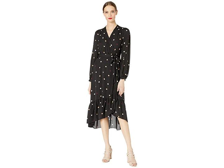 Kate Spade New York Glitzy Ritzy Bakery Dot Wrap Dress (black) Women's Dress