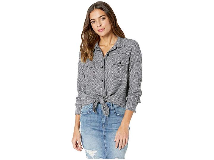 Volcom Getting Rad Plaid Long Sleeve (black Combo) Women's Clothing