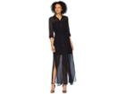 Adrianna Papell Spider Chiffon Shirt Maxi Dress (black) Women's Dress