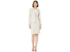 Tahari By Asl Boucle With Frayed Trim Skirt Suit (beige/ivory) Women's Suits Sets