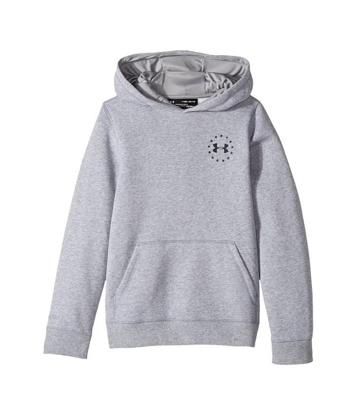 Under Armour Kids Freedom Flag Rival Hoodie (big Kids) (true Gray Heather/black) Boy's Sweatshirt